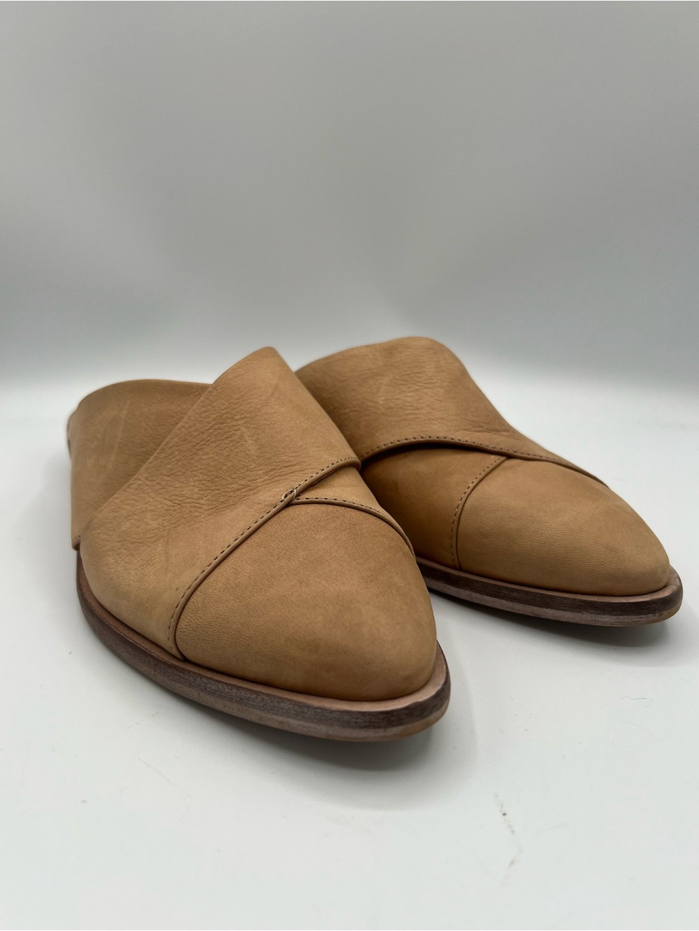 Free People Tan Leather Slip-On Mules